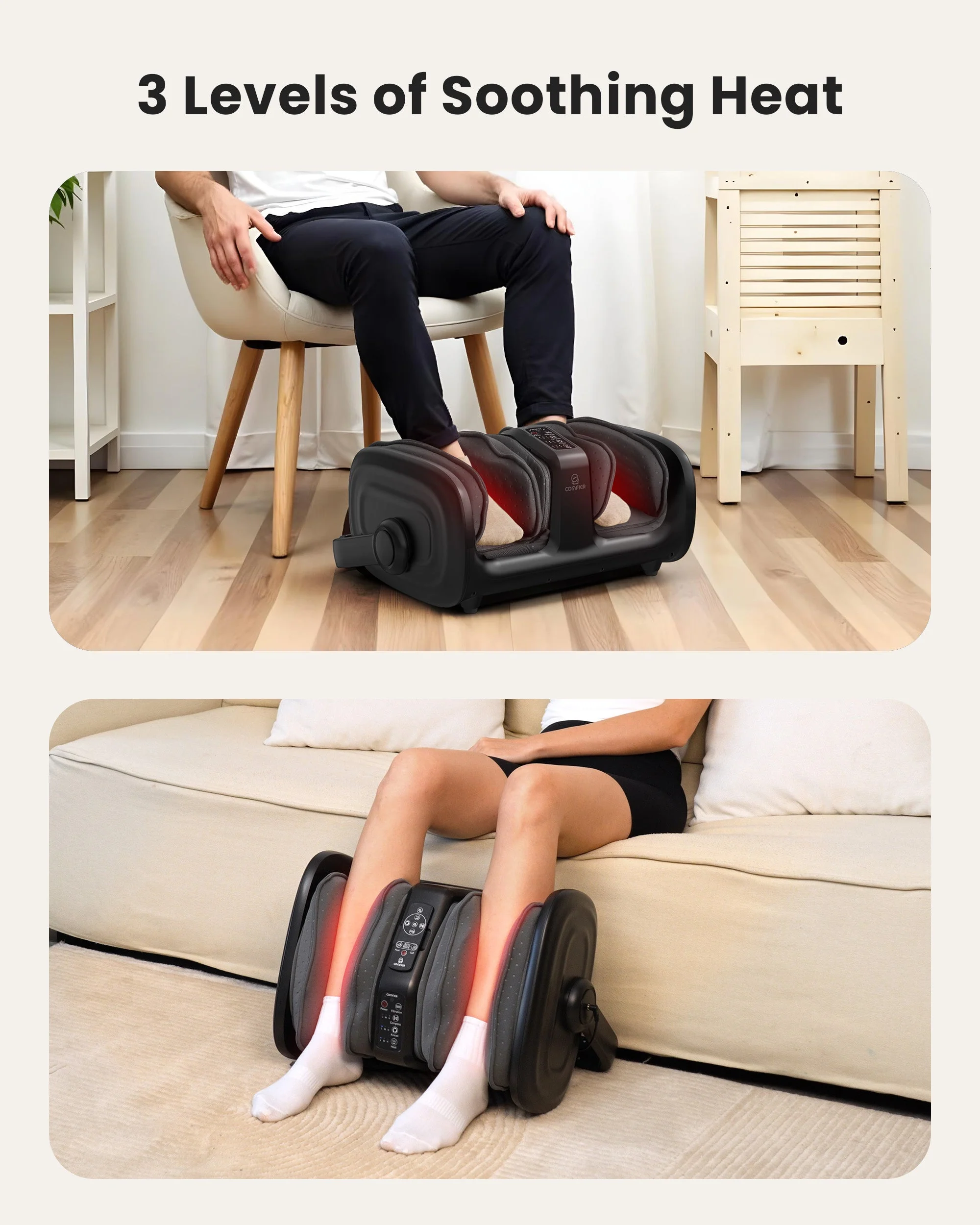 Foot Calf Massager with Heat, Squeeze & Vibration, Remote Control - 5416 - Image 6