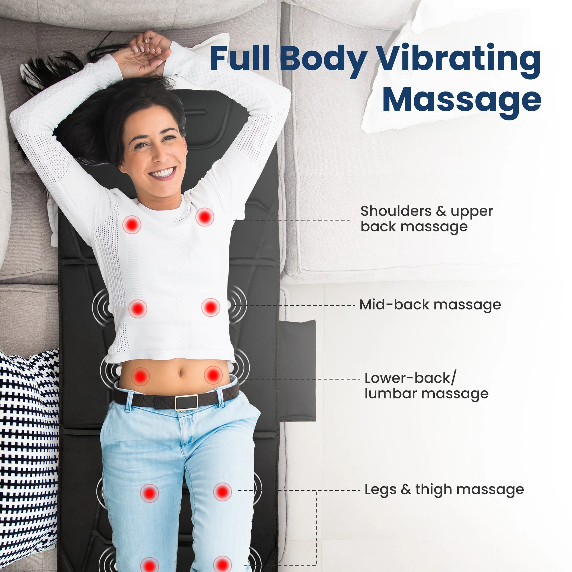 Vibrating Heating Massage Pad with 10 Vibration Motors & 5 Massage Modes - 3401 - Image 3