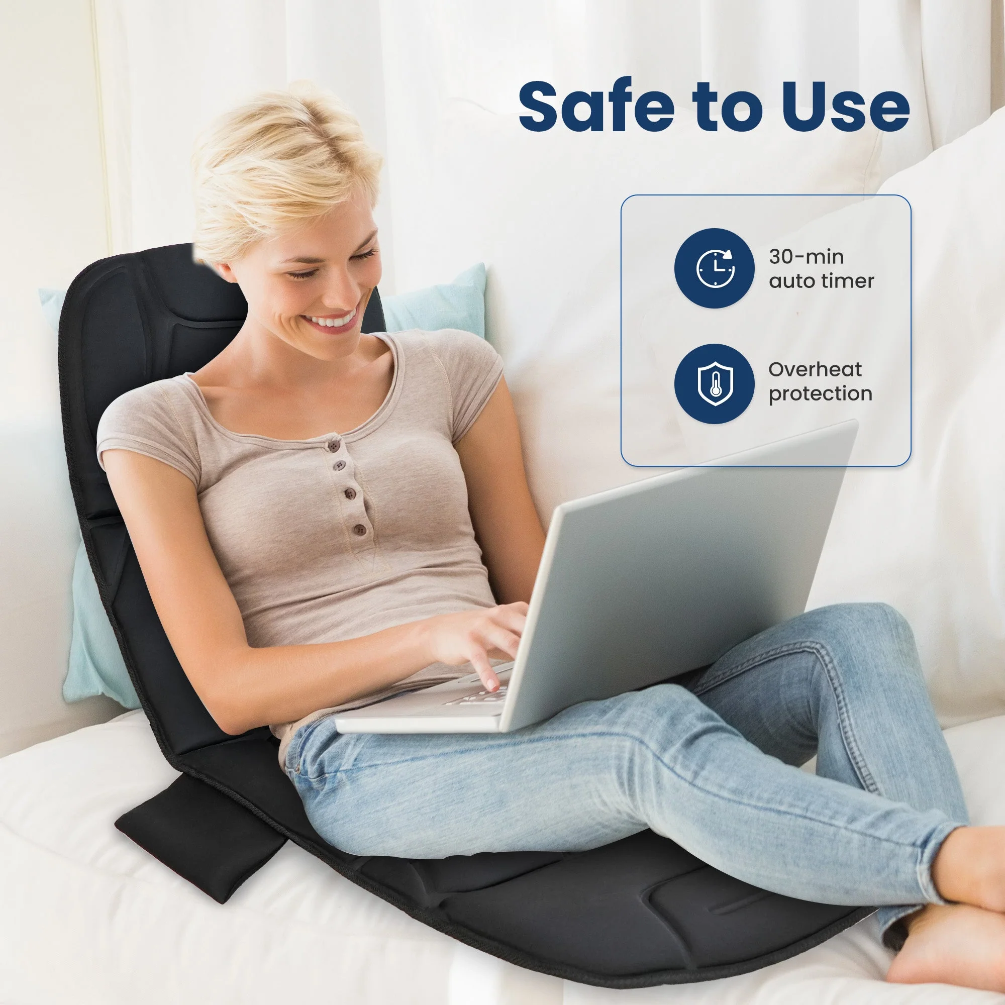 Vibrating Heating Massage Pad with 10 Vibration Motors & 5 Massage Modes - 3401 - Image 4