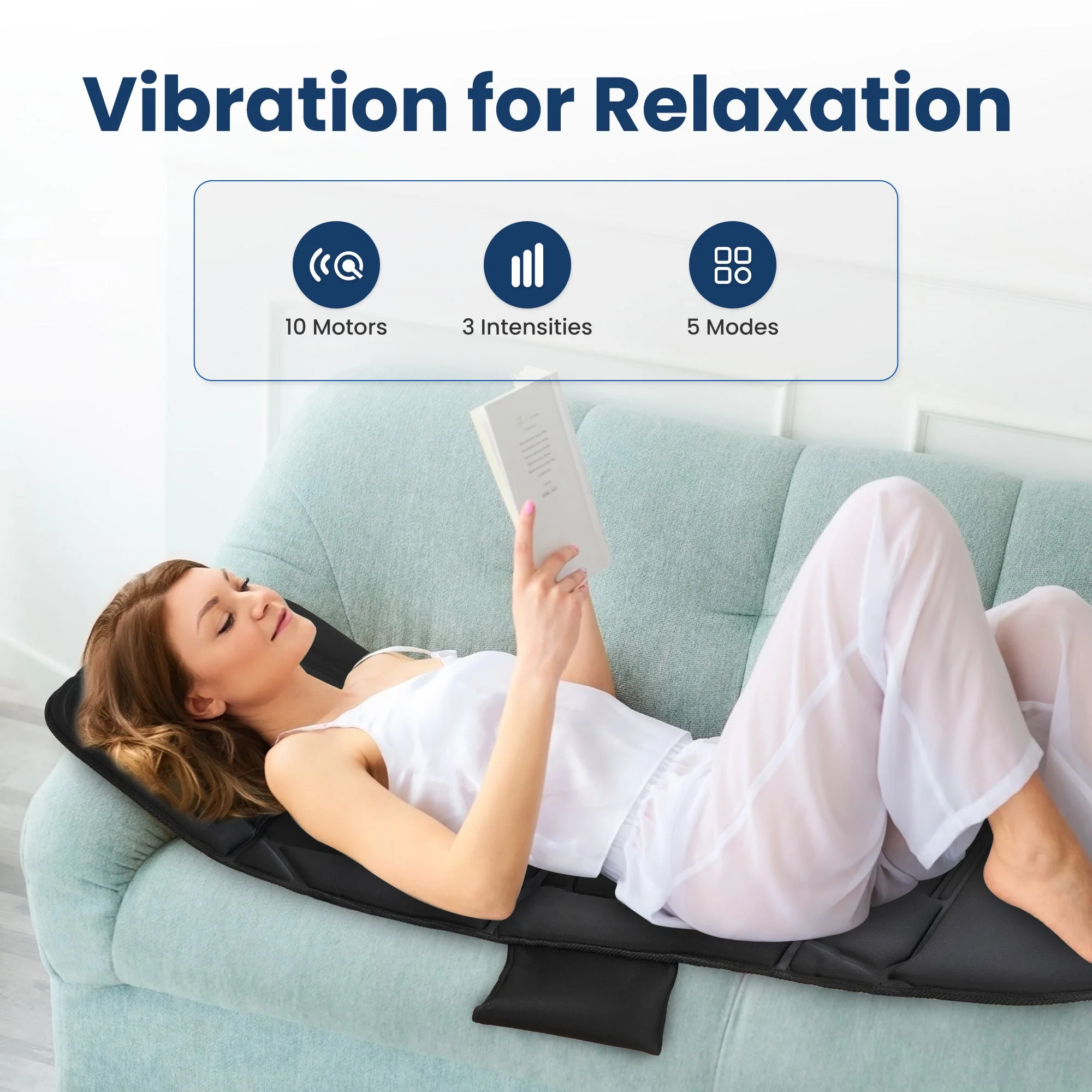 Vibrating Heating Massage Pad with 10 Vibration Motors & 5 Massage Modes - 3401 - Image 6