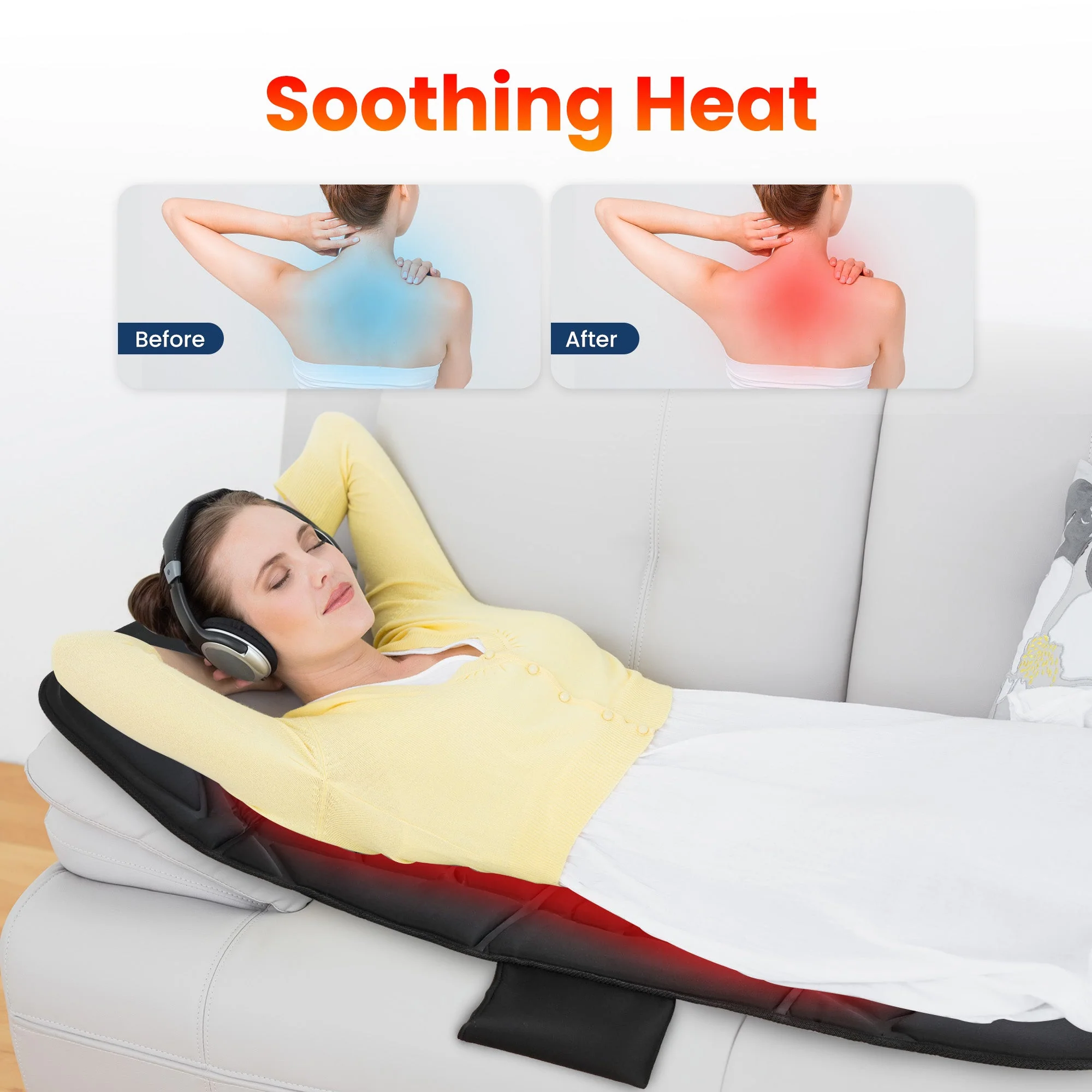 Vibrating Heating Massage Pad with 10 Vibration Motors & 5 Massage Modes - 3401 - Image 7