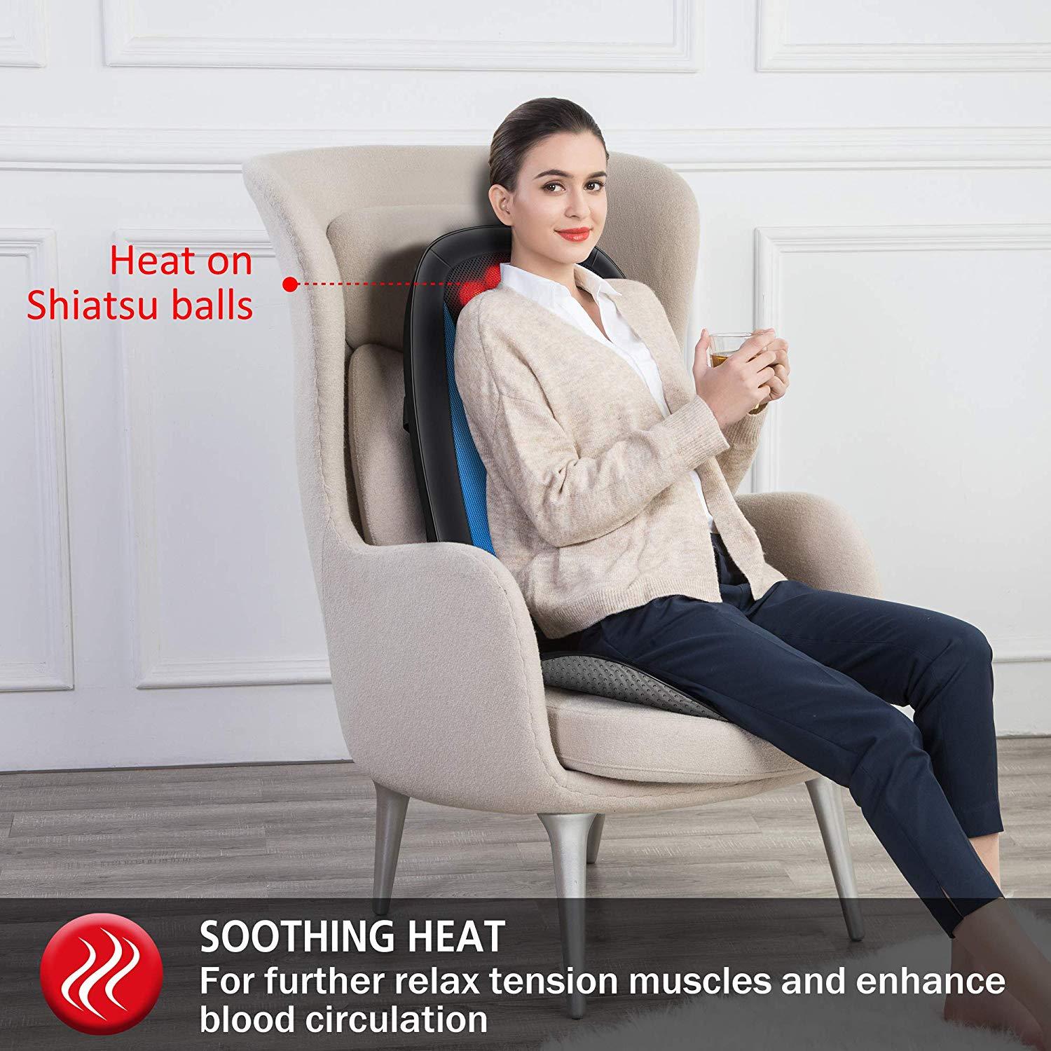 Portable Shiatsu Back Massager with Heat - 2606 - Image 4