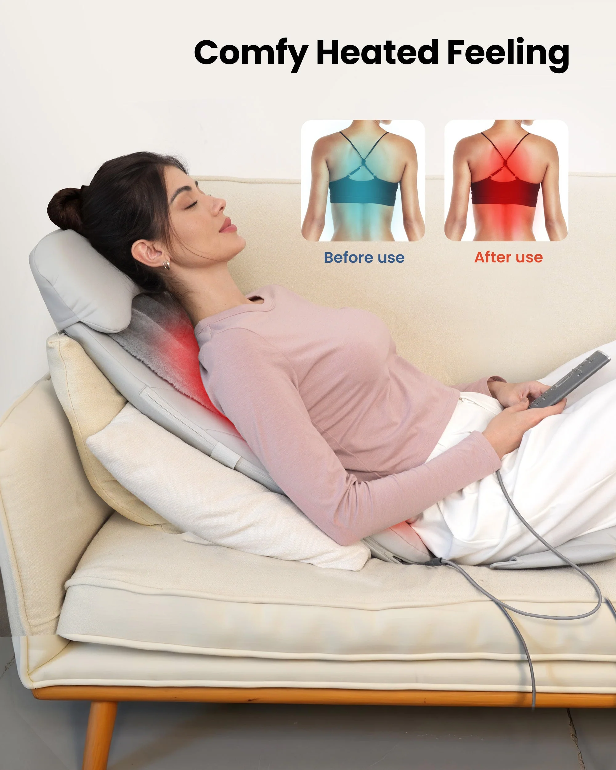 Upgrade Shiatsu Back Massager with Heat & Vibration - 2311 - Image 5