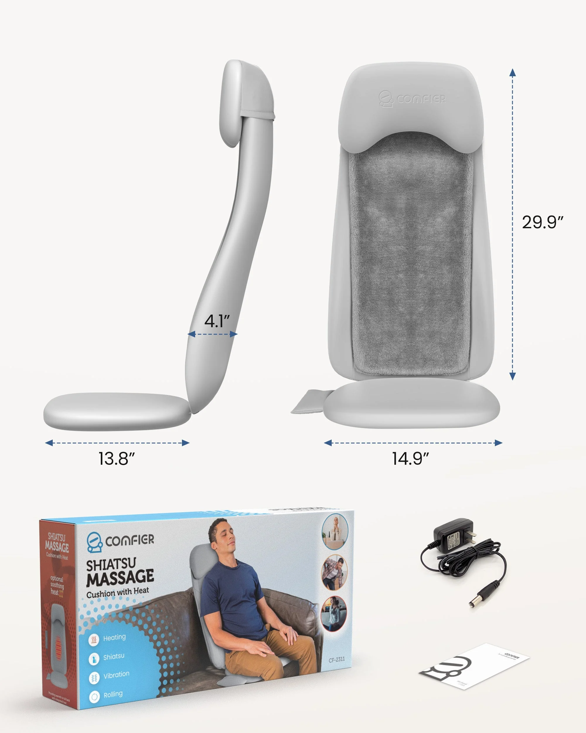Upgrade Shiatsu Back Massager with Heat & Vibration - 2311 - Image 8