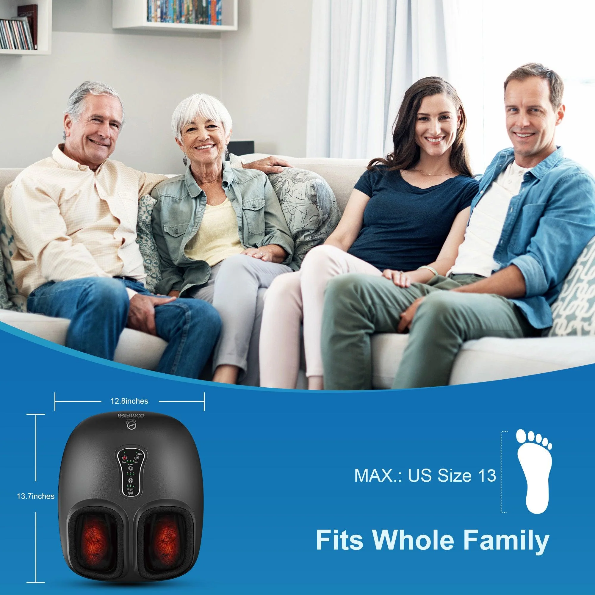 Shiatsu Foot Massager with Pause Function, Heat, Compression, Vibration - 5212 - Image 8