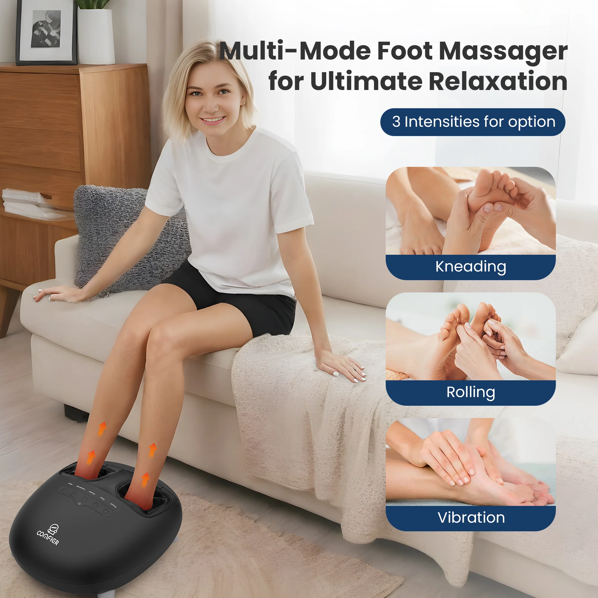 Kneading and Vibration Massage Electric Heated Foot Massager, Up to size 14 - 5332 - Image 2