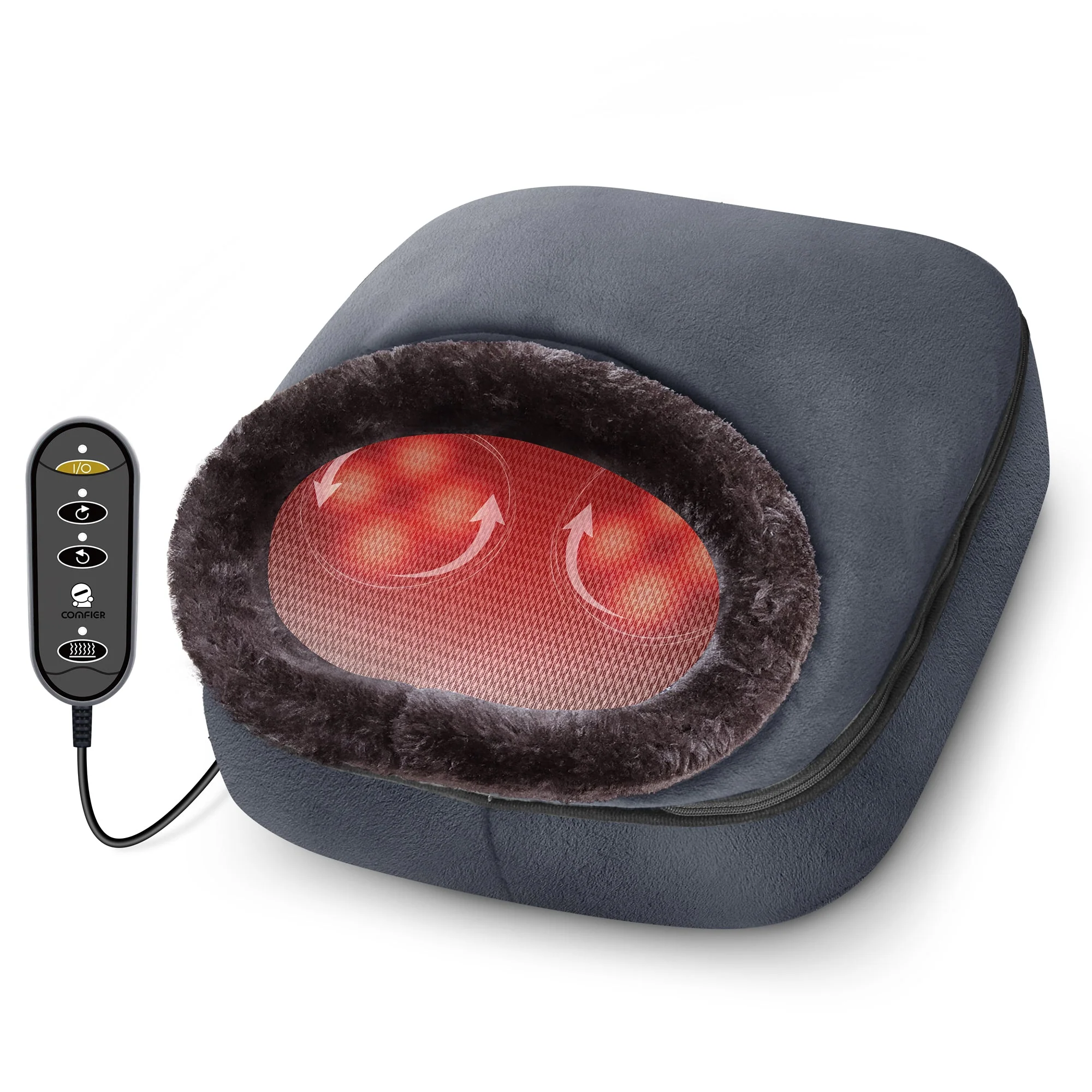 Ultra-soft Plush Cloth Shiatsu Electric Foot Warmer for Plantar Fasciitis - 5202 - Image 10