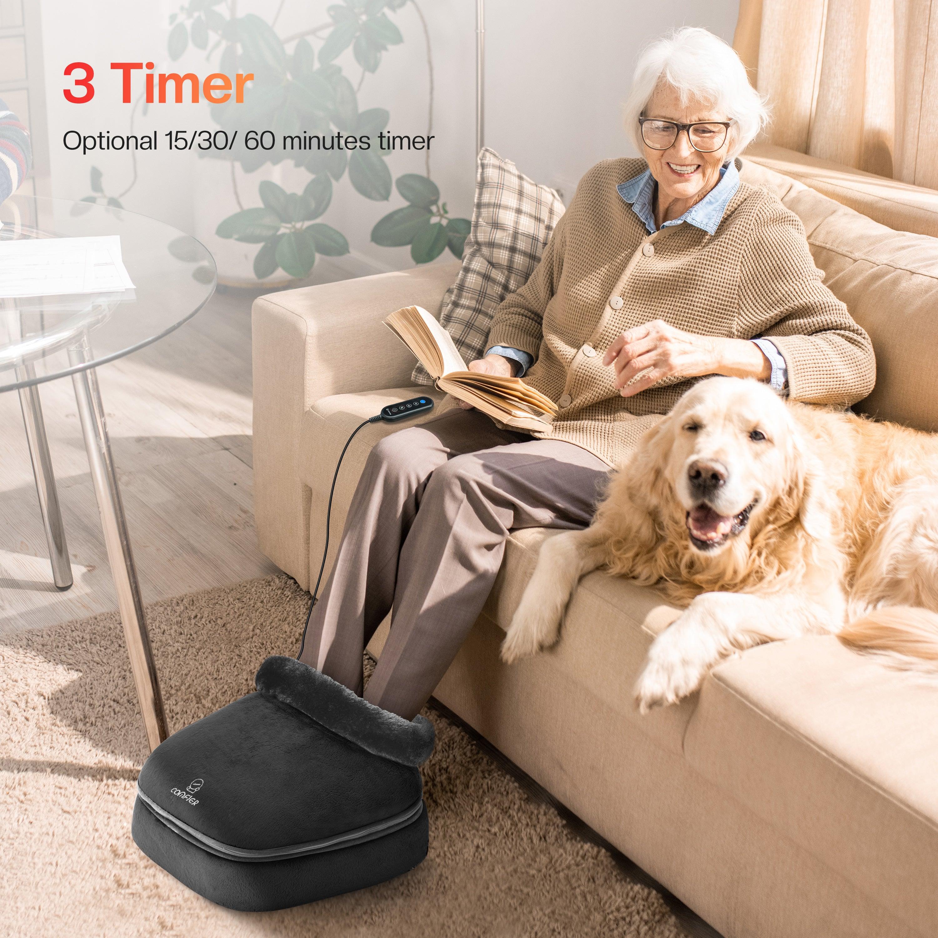 Ultra-soft Plush Cloth Shiatsu Electric Foot Warmer for Plantar Fasciitis - 5202 - Image 5