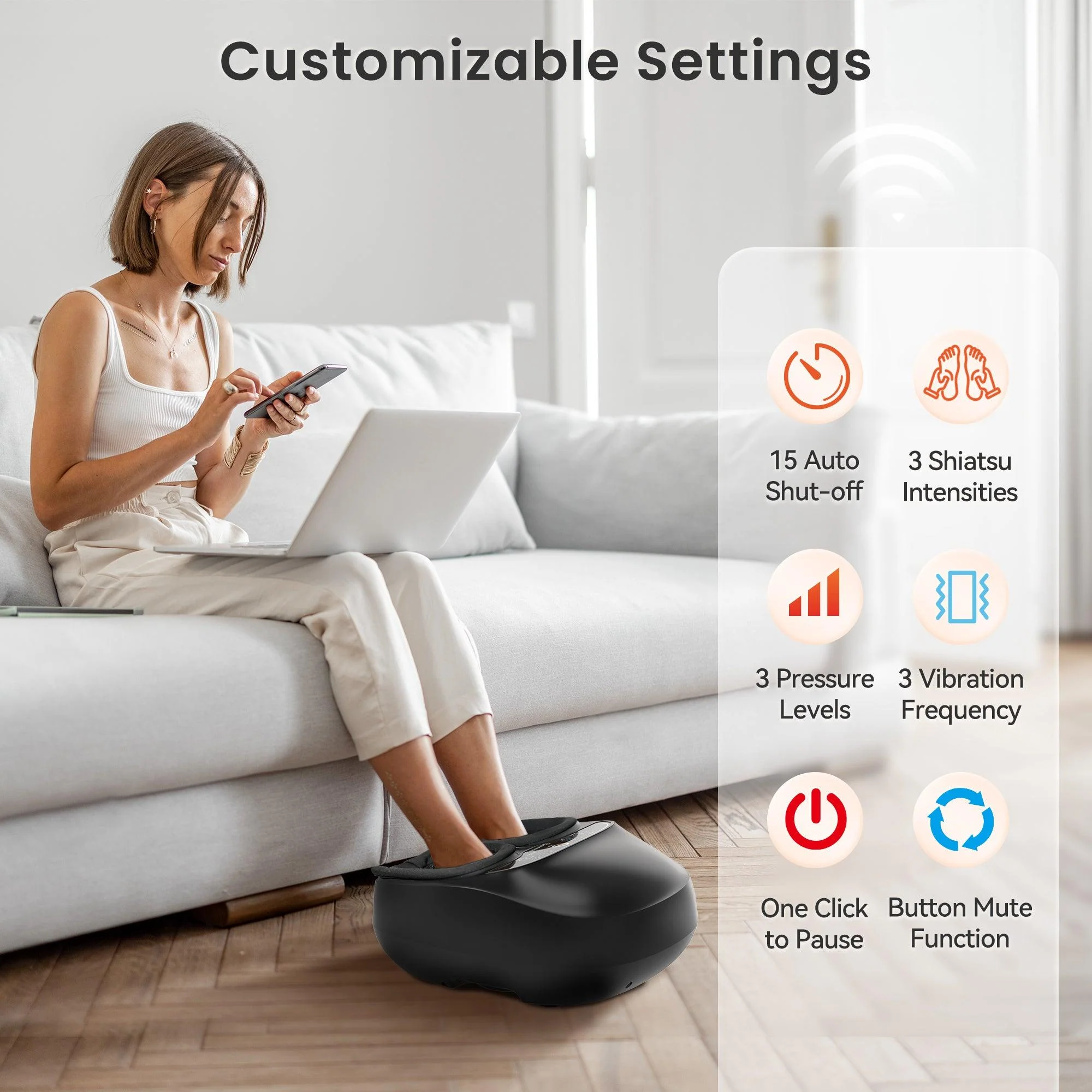 Shiatsu Foot Massager for Plantar Fasciitis Neuropathy with Remote Control - 5310 - Image 5