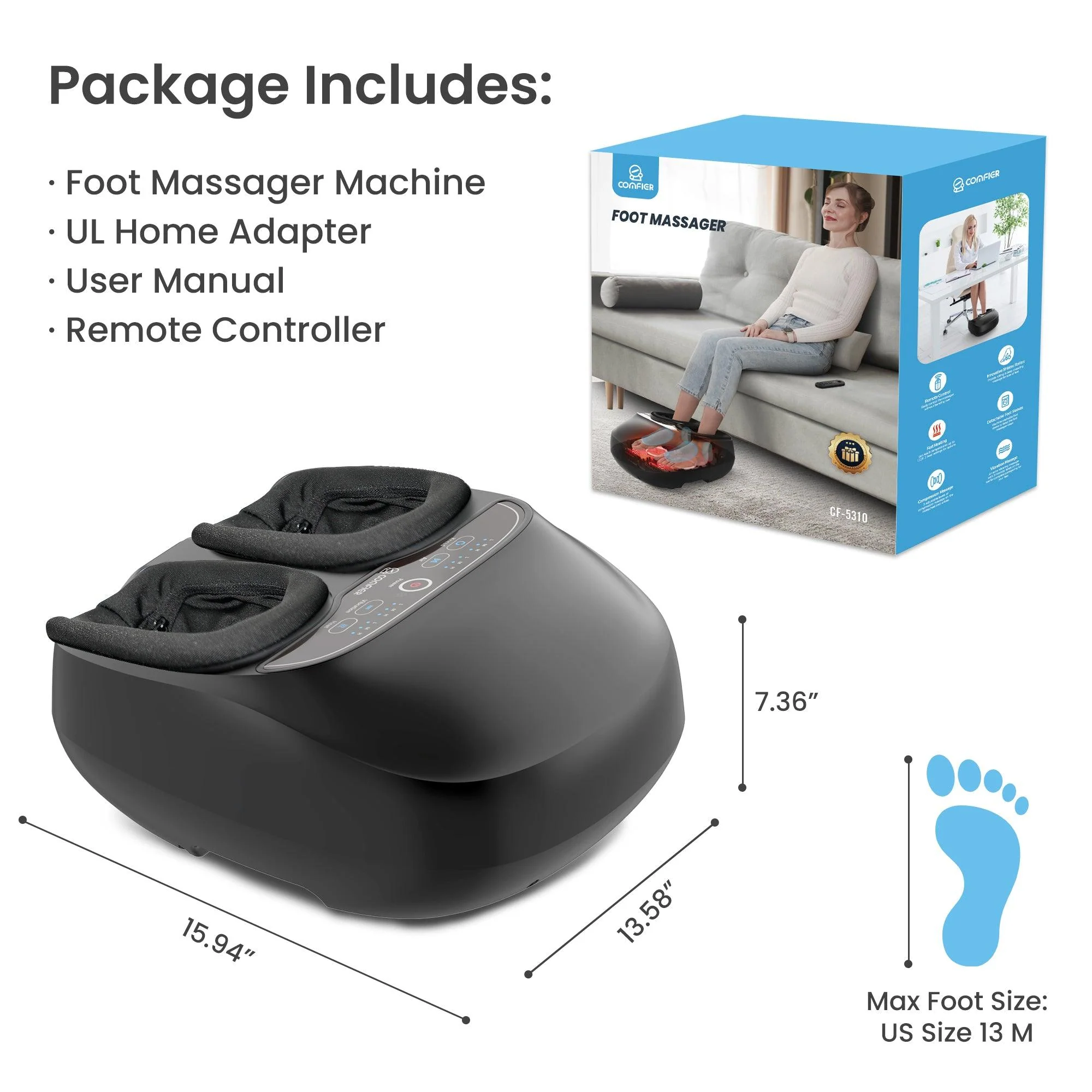 Shiatsu Foot Massager for Plantar Fasciitis Neuropathy with Remote Control - 5310 - Image 9