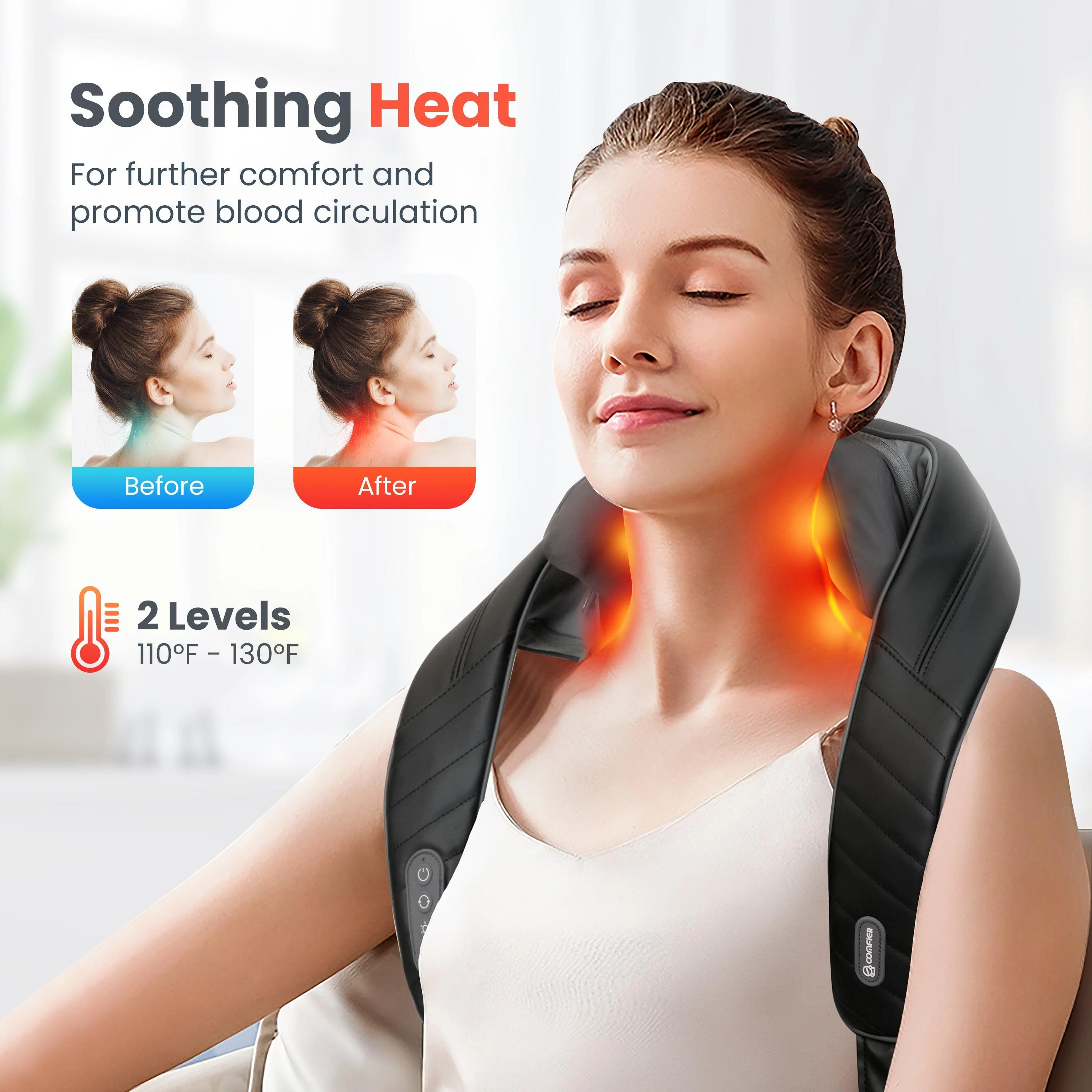 Upgrade Cordless Neck Massager with Heat, Pain Relief - 6812 - Image 3