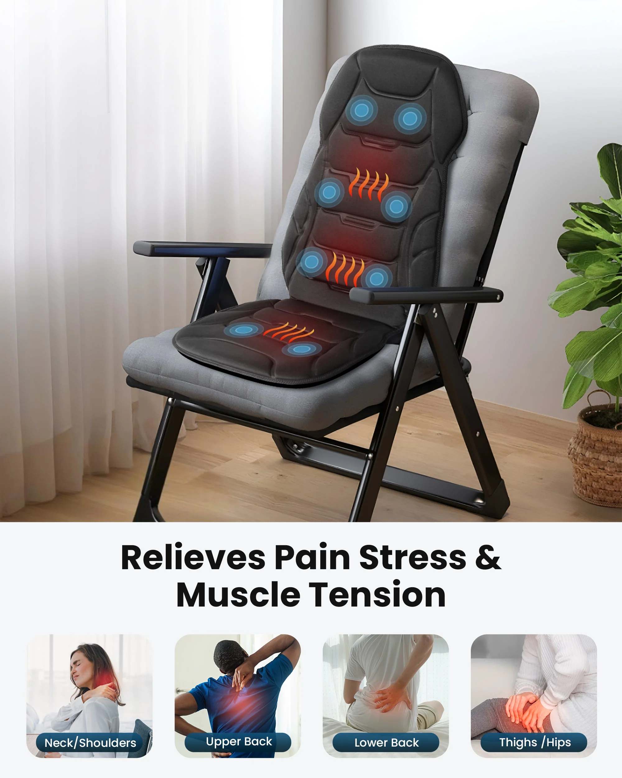 Vibration Massage Seat Cushion with 8 Massage Nodes & 5 Modes - 2402 - Image 3