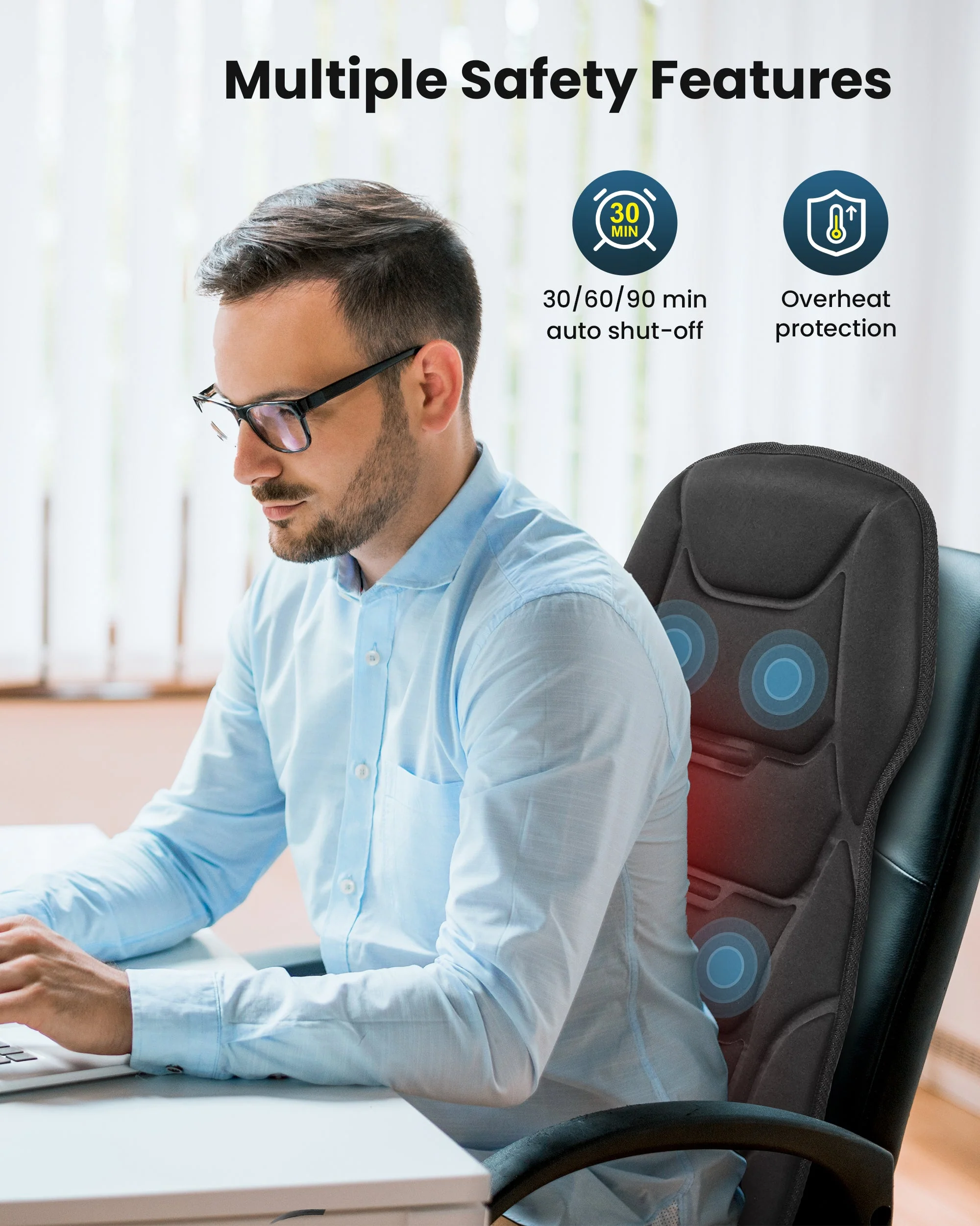 Vibration Massage Seat Cushion with 8 Massage Nodes & 5 Modes - 2402 - Image 5