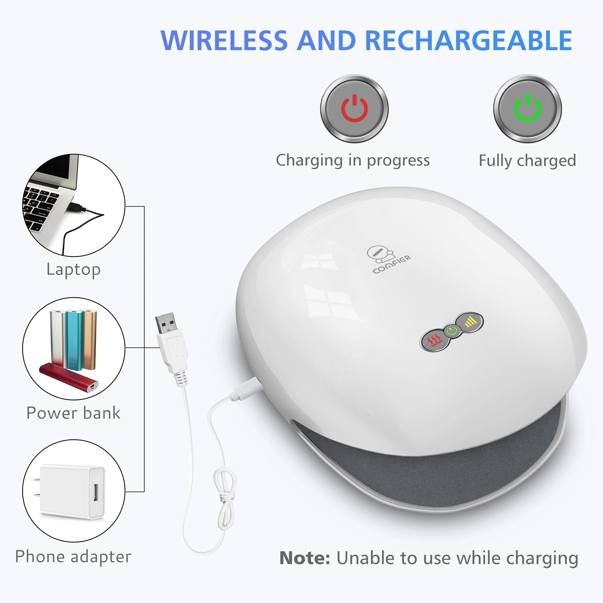 Wireless Hand Massager, 3 Levels Compression & Heating - 4803 - Image 8